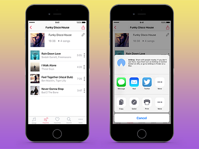 Music Player application disco iphone mobile app music player playlist song ux design