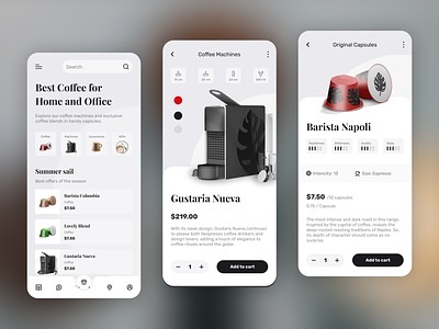 Coffee App Concept application business coffee coffee machines colors customer customization design designers developers development digitalization it minimalism outsourcing outstaff programmers shades ui ux