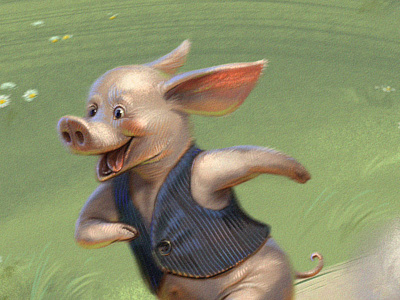Piglet chase fairy tale pig piglet running wolf