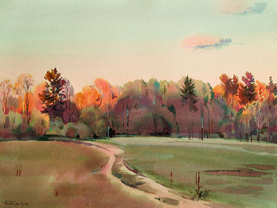 20140428 Evening Radiant 600x800 landscape painting watercolor