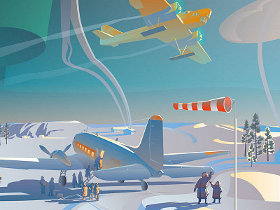 20150420 Norilsk 01flat Cut 5 800x600 airplane arcric aurora aviation avion landscape polar sky snow vector
