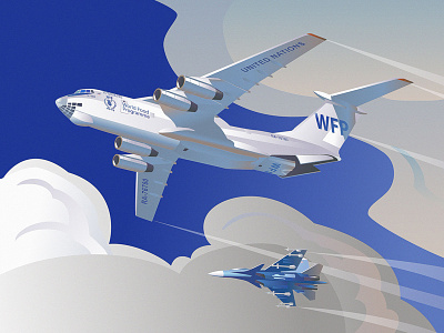 Illustrations of the Abakan Air calendar airplane aviation helicopter jet un vector vectorillustration wfp