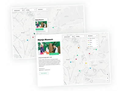 UIT op de kaart - UI Design app data design events gis karta map mapviewer marker museum nijntje search street tags tool typography ui utrecht ux web