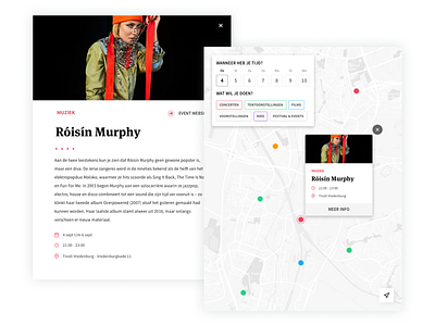 UIT op de kaart - UI Design agenda app branding coding data datepicker design events gis icon map map icon mapmarker mapviewer popup tags typography ui ux web