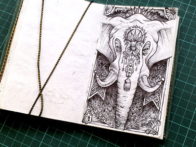 Exquis Book 11 black book draw elephant ink key