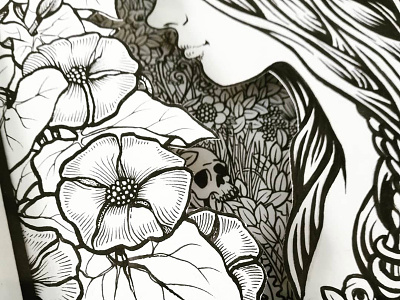 Extrait Cadre 3d part.2 background bonehead flourish flower ink papercut skullhead