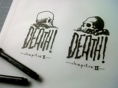 Death black drawing ink skull type