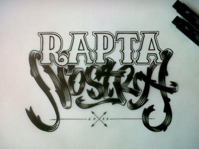 Rapta Nostra black drawing ink type