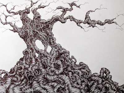 Old Tree - Final black drawing ink tree