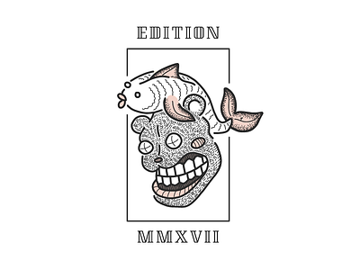 Fish Hat Edition MMXVII adobedraw bear fish illustration illustrator line linedrawing