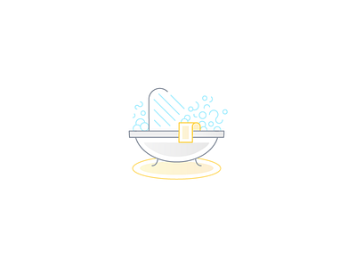 Shower Time !illustrator badge bath bathroom bathtub bubbles icon line motion shower towel