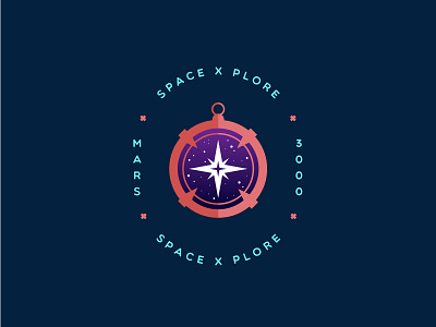 space x plore badge compass explore galaxy icon space stars