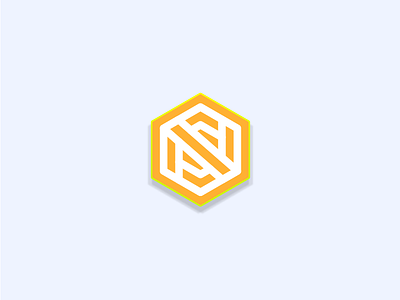 N Logo badge icon letter logo n orange pastel