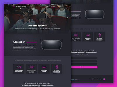 Dream Cinema landing page | System & Films landing page samsung gear vr vrcinema