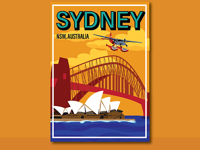 Sydney circular quay harbour bridge opera house print seaplane sydney