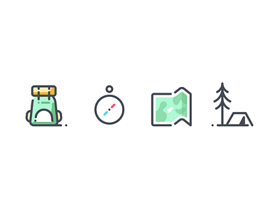 Travel backpack camping compas forest hiking icon icon a day icon app icondesign icons icons pack icons set location map pictogram planet summer travel vacation vector