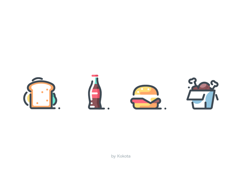 Fast Food american food bottle breakfast burger chicken chicken legs coca cola dribbble drink fast food food gamburger glass icon icondesign illustration pictogram sandwich soda street food