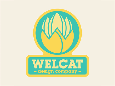 Welcat Design Co logo badge brand branding color design flower icon industrial logo old patch type typography vintage welcat