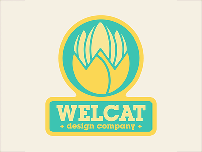 Welcat Design Co logo badge brand branding color design flower icon industrial logo old patch type typography vintage welcat