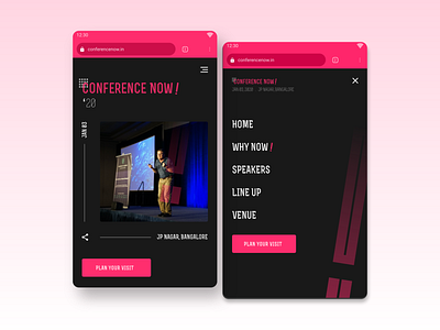 conference landing page- mobile web adobexd branding conference event landing page menu mobile website