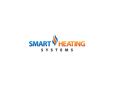 Smart Heating Systems Logo Design blue cold cooling fire gradient heating hot ice logo orange smart systems