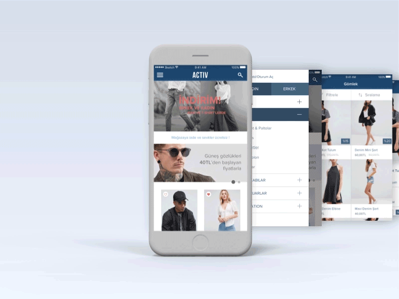 Mobile Project Pages animation application checkout gif homepage mobile mockup productlist prototype sportwear ui ux