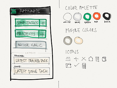 Home screen sketch app application draft homescreen ios iphone made with paper sketch time tracking