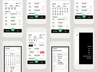 Calendar concept screens app calendar card concept design event iphone mobile ui ux