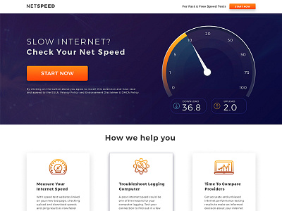 NetSpeed check interaction internet lander meter net speed speedtest ui website