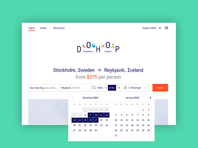 Dohop. City landing booking calendar flights ota search