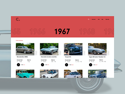 Dribbble Car Auction 3 branding cars collectors concept design desktop minimal site design typography ui ux
