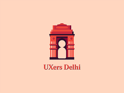 Uxers Delhi logo branding community delhi design firewatch flat happy icon illustration illustrator indiagate local logo orange people rich typography ui vector