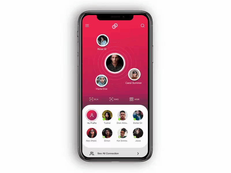 Social connection app animation app design flat illustration typography ui ui. ux vector