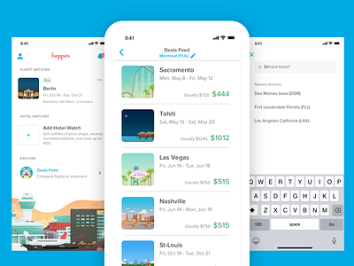 Deals Feed app design interface ios minimal mobile search travel ui ux