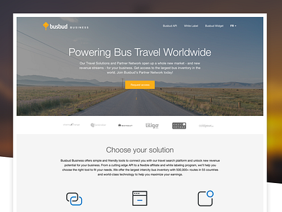 Busbud Business app bus interface landing page minimal mobile one pager travel ui ux web website