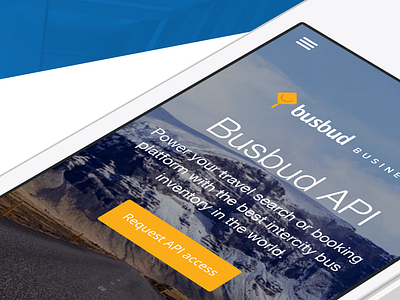 Busbud Business - Mobile view app bus interface landing page minimal mobile one pager travel ui ux web website