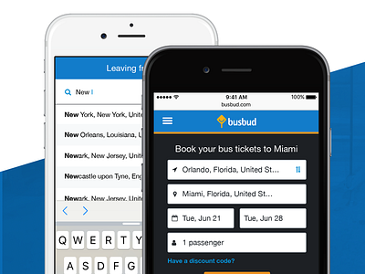 Busbud Search screen app bus concept interface iphone mobile plane search travel ui ux web