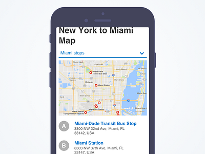 Bus stations list app bus concept interface iphone mobile navigation search travel ui ux web