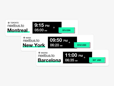 nextbus.to card design bus card concept interface minimal mobile result search travel ui ux web