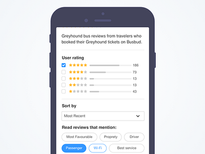 User reviews bus concept interface iphone mobile ratings review search travel ui ux web