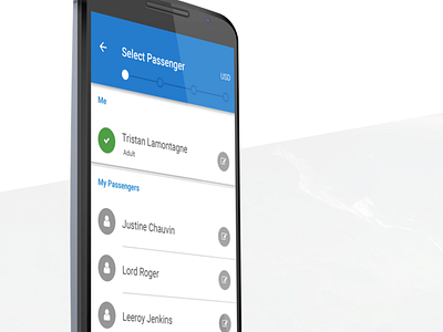 Busbud app - Passenger selection