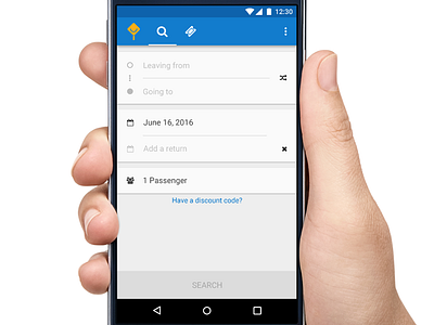 Busbud app - Search android app bus interface minimal mobile navigation result search travel ui ux