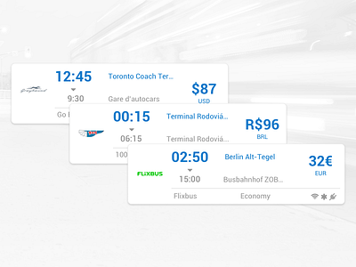 Busbud app - Departure card android app bus card interface mobile navigation result search travel ui ux