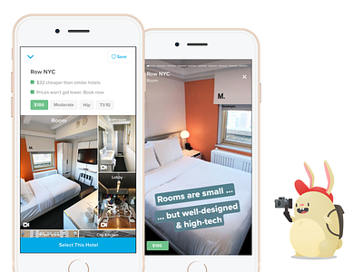 Hotels content on Hopper app hotel interface ios minimal mobile navigation search story travel ui ux
