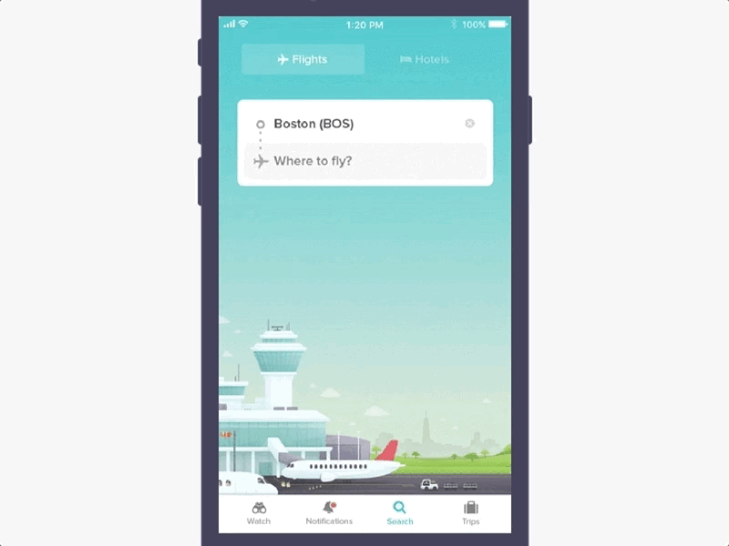 Splitting Up Search booking design gif interface ios mobile product search sketch travel ui ux