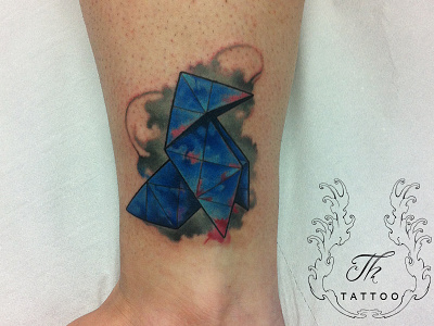 Origamitattoo Watercolortattoo heavyrain origami tattoo tattoobucharest tatuaje tatuajebucuresti