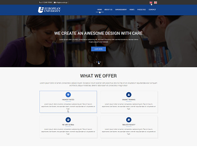 European University Website corporate creative html portfolio responsive ui webdesign yankeeinfoweb yankeethemes