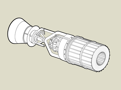 Sabre Rocket Engine Study engine illustration ipad pro procreate rocket sabre