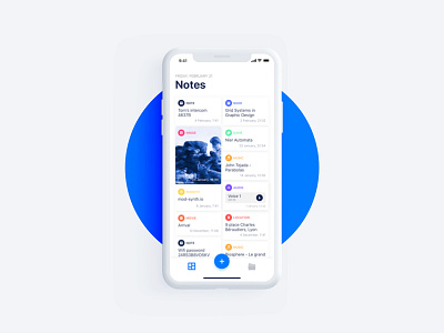 Krell — Another perspective for note taking apps. behance case study database folders ios masonry memo notes smart ui ux