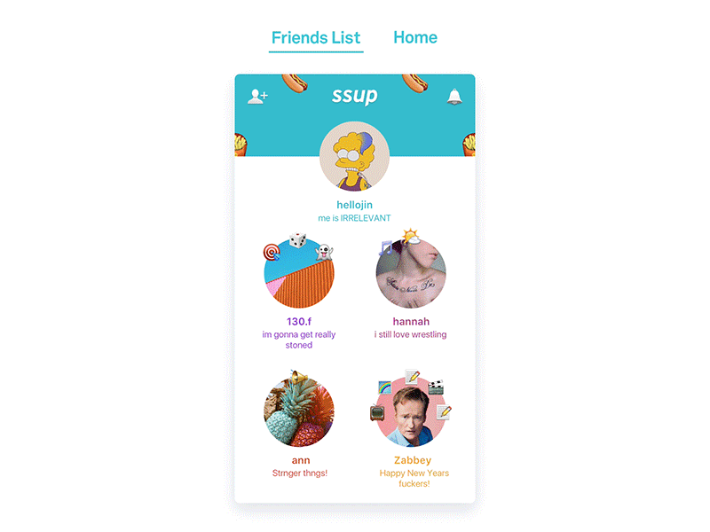 SSUP UX interaction animation gif interaction list media social ux